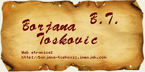 Borjana Tošković vizit kartica